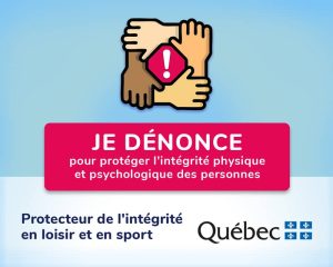 Icône : Je porte plainte, qui permet de ce rendre à la  documentation sur la Politique, règles et procédures en matière de protection de l'intégrité (Violence, harcèlement, abus et négligence).
